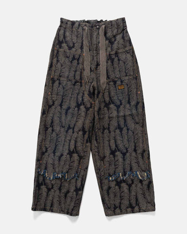 KAPITAL 12oz MAGPIE Denim W-Knee EASY Baggy Pants Dark, Jeans