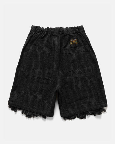 KAPITAL 12oz MAGPIE Denim W-Knee Easy Short Pants Black, Shorts