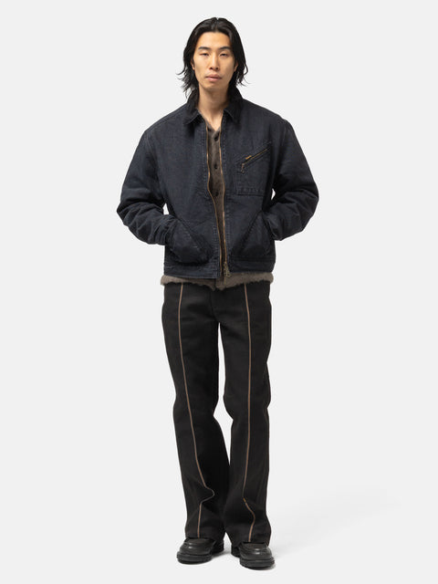 KAPITAL 14oz BLKxBLK Denim BONE Lining Reversible ZIP-UP Work JKT, Denim Jackets