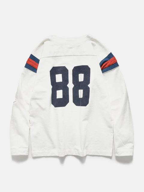 KAPITAL 16/-Dense Jersey Elbow-Rip Football T (88) White, Sweatshirts