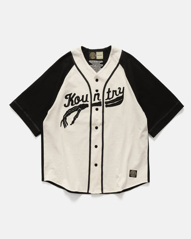 KAPITAL 16/-Densed Jersey Baseball Shirt (BONE) ECRxBlack, T-Shirts