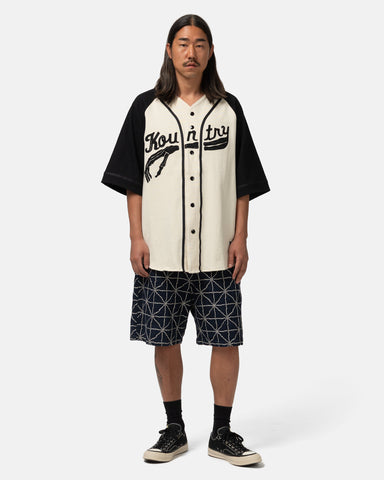 KAPITAL 16/-Densed Jersey Baseball Shirt (BONE) ECRxBlack, T-Shirts