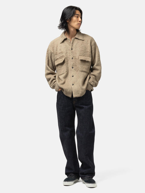 KAPITAL 7G Shaggy Knit Board Shirt Beige Khaki, Shirts