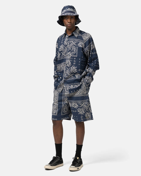 KAPITAL Combed Burberry RAT BRAND Bandana Patchwork EASY Short Pants Aubergine, Shorts