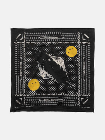 KAPITAL Fastcolor Selvedge Bandanna (Mirrored Fuji PROFILE RAINBOWY) Black, Bandanas