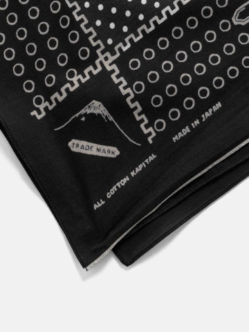 KAPITAL Fastcolor Selvedge Bandanna (Mirrored Fuji PROFILE RAINBOWY) Black, Bandanas