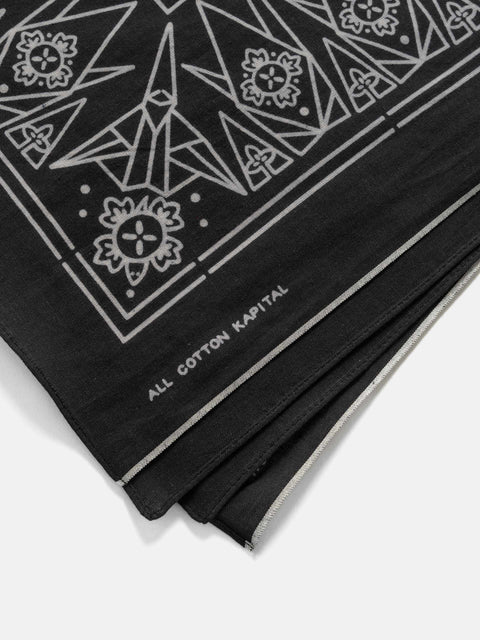 KAPITAL Fastcolor Selvedge Bandanna (ORIGAMI) Black, Bandanas