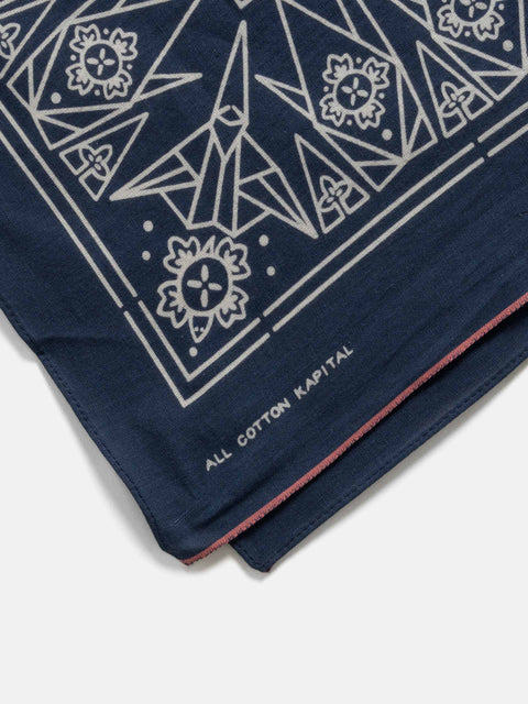 KAPITAL Fastcolor Selvedge Bandanna (ORIGAMI) Navy, Bandanas