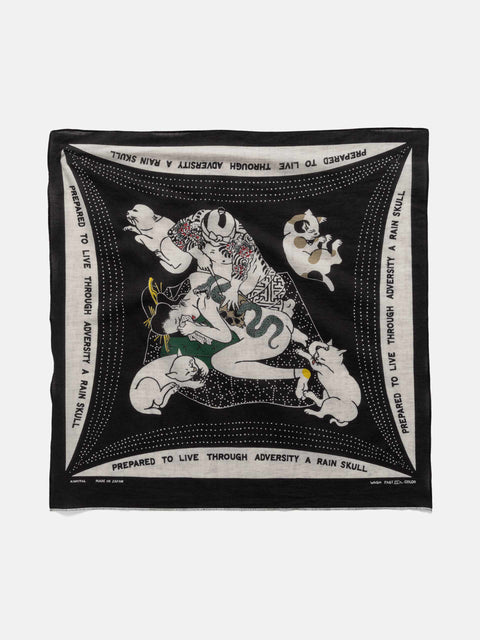 KAPITAL Fastcolor Selvedge Bandanna (RAINSKULL NO WOMAN NO CRY) Black, Bandanas
