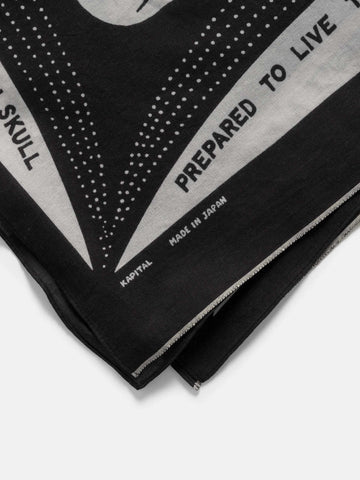 KAPITAL Fastcolor Selvedge Bandanna (RAINSKULL NO WOMAN NO CRY) Black, Bandanas