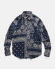 KAPITAL Gauze RAT BRAND Bandana Patchwork Raglan Shirt Aubergine, Shirts