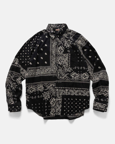 KAPITAL Gauze RAT BRAND Bandana Patchwork Raglan Shirt Black, Shirts