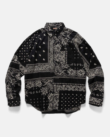 KAPITAL Gauze RAT BRAND Bandana Patchwork Raglan Shirt Black, Shirts