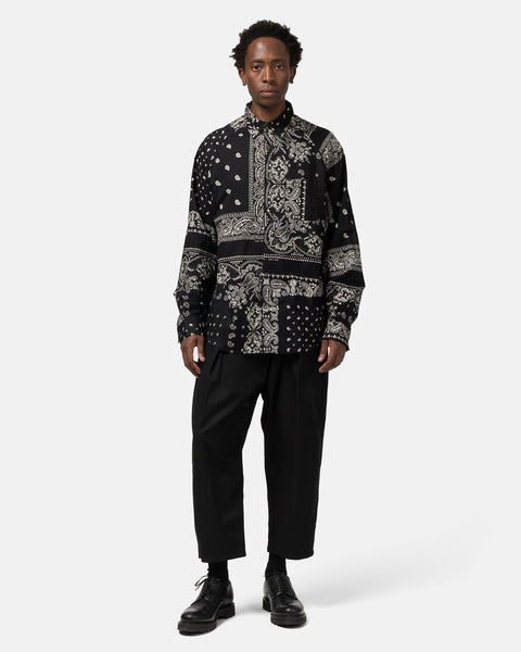 KAPITAL Gauze RAT BRAND Bandana Patchwork Raglan Shirt Black, Shirts