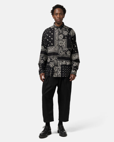 KAPITAL Gauze RAT BRAND Bandana Patchwork Raglan Shirt Black, Shirts