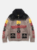 Flat shot of the KAPITAL Hand Knit PECKISH TOTEM POLE Zip Cardigan Brown Beige