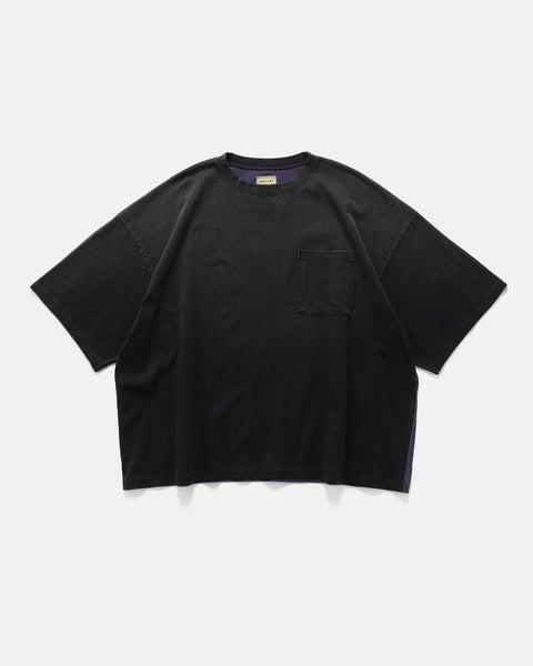 KAPITAL Jersey 2TONES BIG Pocket T (BONE) BLKxPurple, T-Shirts