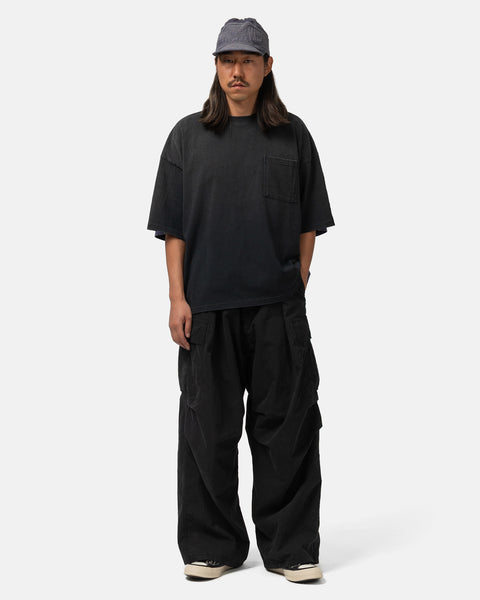 KAPITAL Jersey 2TONES BIG Pocket T (BONE) BLKxPurple, T-Shirts