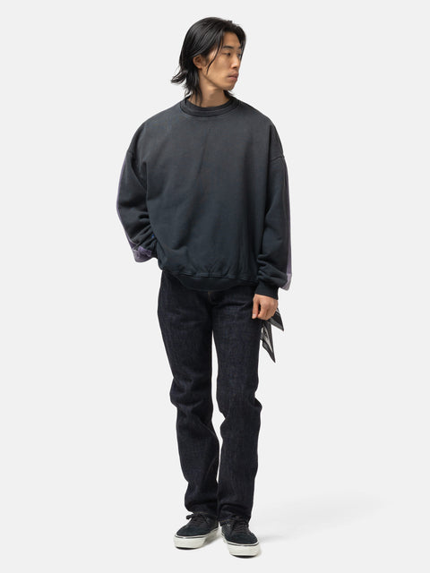 KAPITAL SWT Knit 2Tones Remake BIG SWT (BONE) BLKxPurple, Sweatshirts