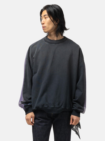 KAPITAL SWT Knit 2Tones Remake BIG SWT (BONE) BLKxPurple, Sweatshirts