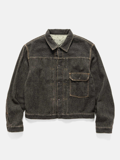 KAPITAL Twill Aging-Wool 1st JKT Fade Charcoal, Denim Jackets
