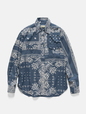 Flat shot of the KAPITAL Viyella Flannel Bandanna HUSKY Western Shirt Navy