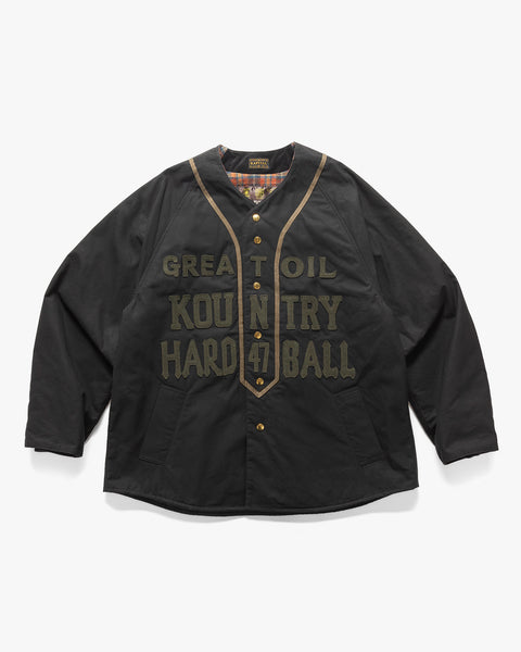 KAPITAL Weather Cotton Oil Coating Baseball Blouson Black, Jackets