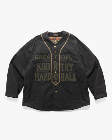 KAPITAL Weather Cotton Oil Coating Baseball Blouson Black, Jackets