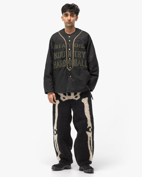 KAPITAL Weather Cotton Oil Coating Baseball Blouson Black, Jackets