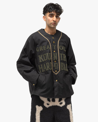KAPITAL Weather Cotton Oil Coating Baseball Blouson Black, Jackets