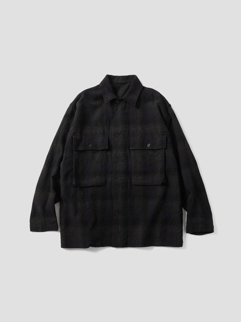 KAPTAIN SUNSHINE Alpaca Wool Field Shirt Jacket Dark Navy, Shirts