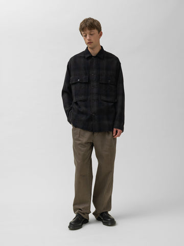 KAPTAIN SUNSHINE Alpaca Wool Field Shirt Jacket Dark Navy, Shirts