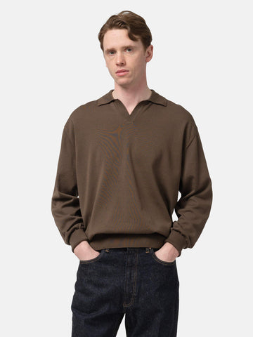 KAPTAIN SUNSHINE Cotton Knit Skipper Shirt Mocha Brown, Sweatshirts