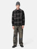 full-body view of model wearing NEIGHBORHOOD Buffalo Check Shirt LS Gray