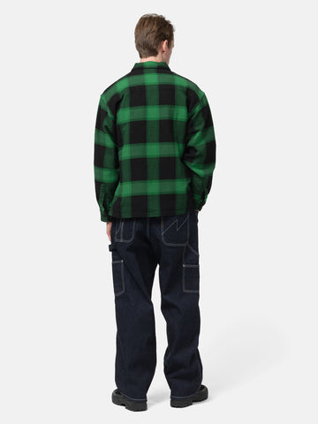rear view of model wearing NEIGHBORHOOD Denim Painter Pants Indigo
