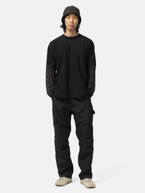 Needles L/S U-Neck Tee - Geometric Raschel Lace Black, T-Shirts
