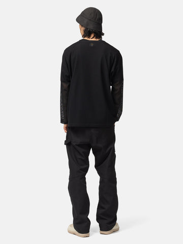 Needles L/S U-Neck Tee - Geometric Raschel Lace Black, T-Shirts