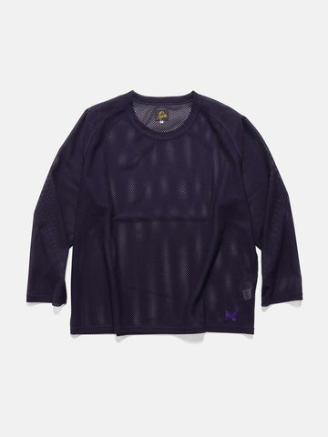 Needles L/S U-Neck Tee - Geometric Raschel Lace Eggplant, T-Shirts