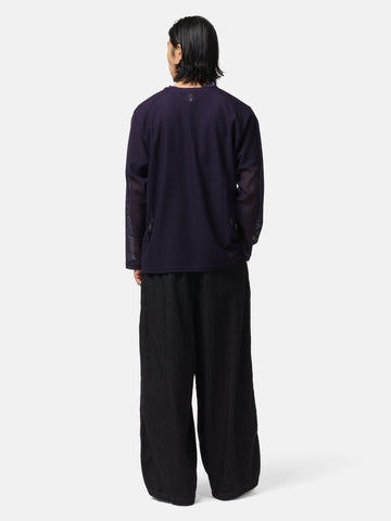 Needles L/S U-Neck Tee - Geometric Raschel Lace Eggplant, T-Shirts