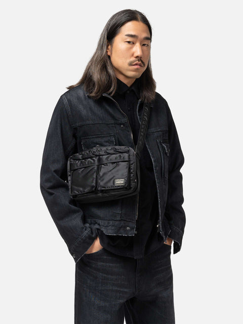 PORTER TANKER Sling Bag w/ Zip Black, Shoulder Bags