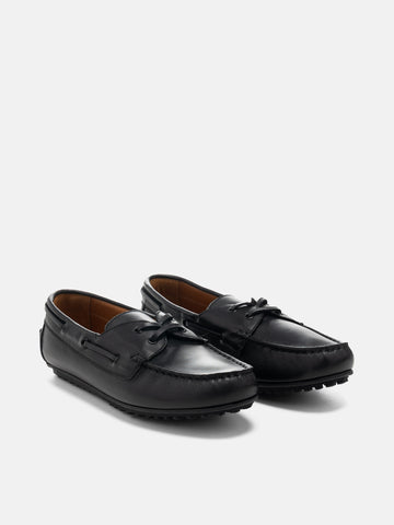 Reproduction Of Found Italian Navy Military Deck 730FDL Black, Shoes