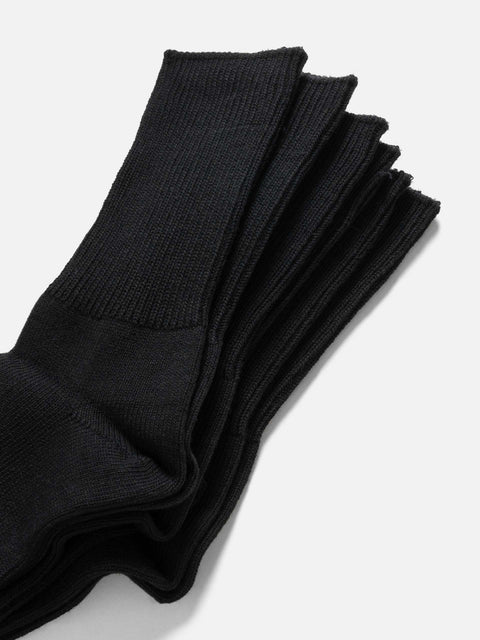 ROTOTO R1427 Organic Daily 3 Pack Ribbed Crew Socks Black, Socks