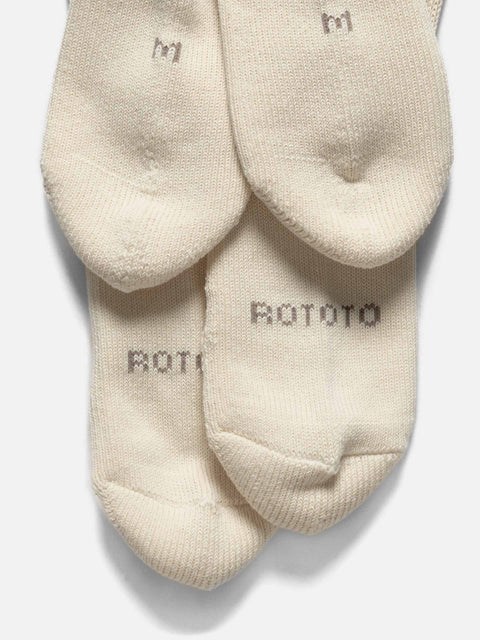 ROTOTO R1522 Organic Daily 3 Pack Mini Crew Socks Ivory, Socks