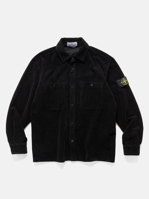 Flat shot of the Stone Island Cotton corduroy overshirt Black