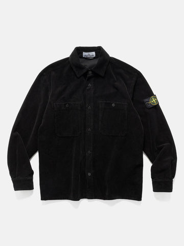 Flat shot of the Stone Island Cotton corduroy overshirt Black