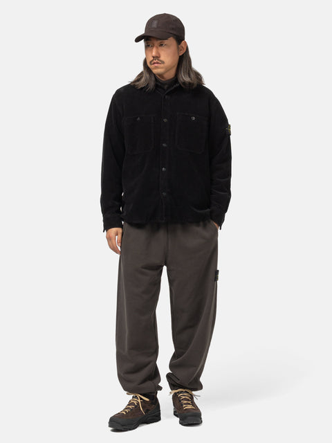 Shot of model wearing Stone Island Cotton corduroy overshirt Black
