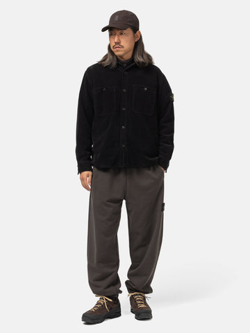 Shot of model wearing Stone Island Cotton corduroy overshirt Black