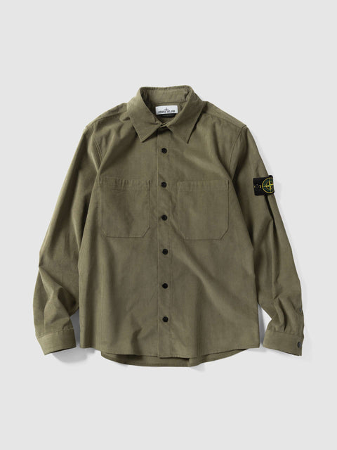 Stone Island Cotton Corduroy Shirt Military Green, Shirts