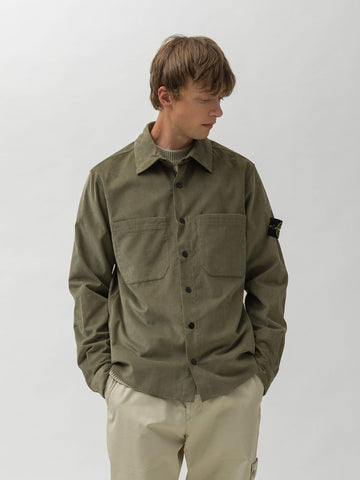 Stone Island Cotton Corduroy Shirt Military Green, Shirts