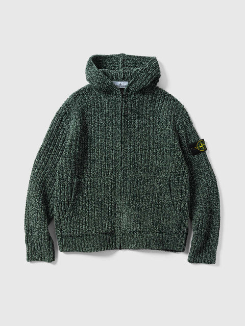 Stone Island Knit Hoodie Dark Green Melange, Sweaters